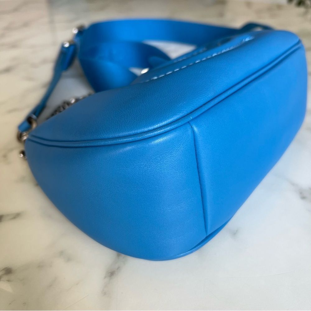 Coach Teri Shoulder Bag w/ Signature Quilting Silver Bright Blue CJ608 Crossbody - Picture 9 of 16